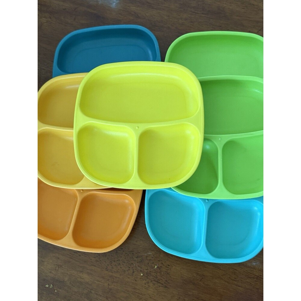 Replay 3 Compartment Divided Plates for Toddlers Stackable, BPA-Free, 7-Pack